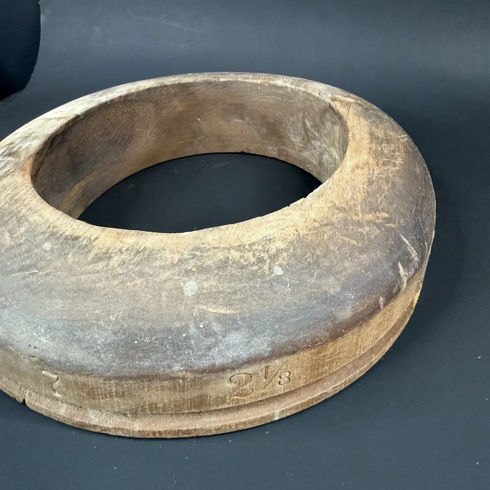Antique Unmarked Wood Hat Block Millinery Hatters Brim Mold Form 7‎ 708